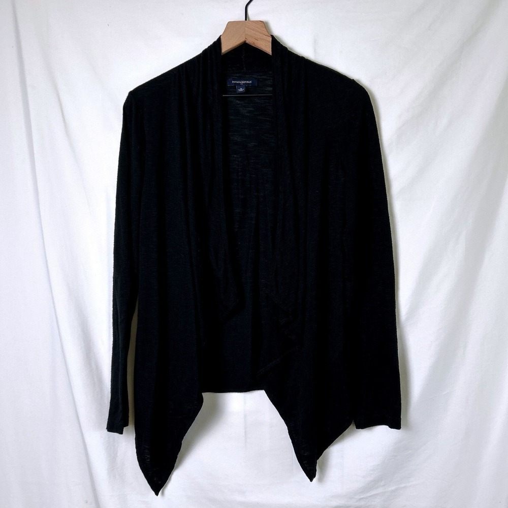 Banana Republic Womens Waterfall Open Front Cardigan Black Size M Lightweight